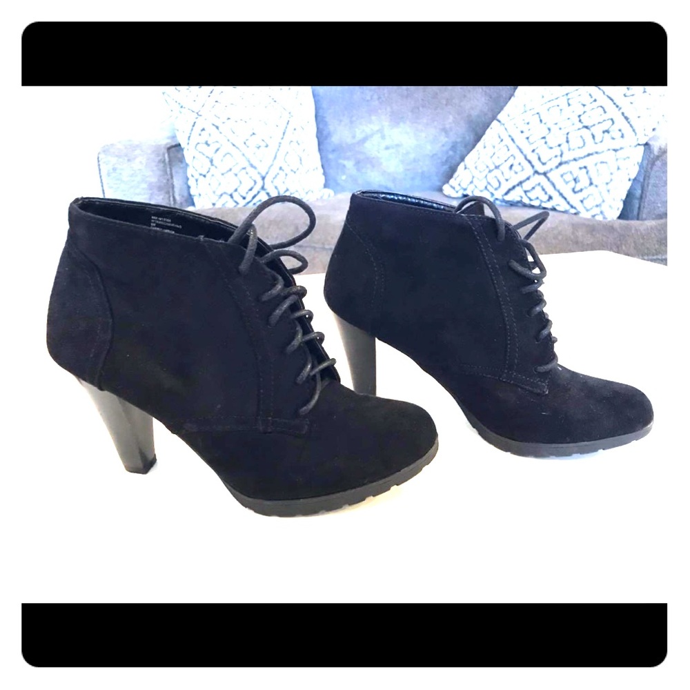 women black suede booties!!